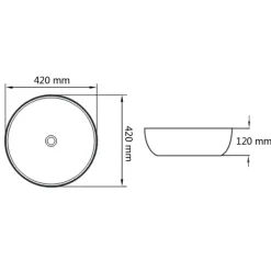 vidaXL Fontanería-Lavabo redondo de cerámica 42x12 cm