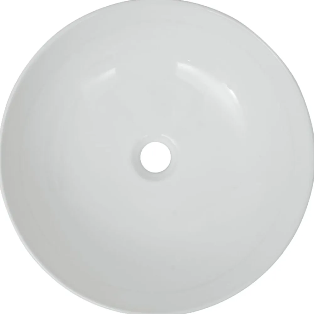 vidaXL Lavabo redondo de cerámica 41,5x13,5 cm Blanco New