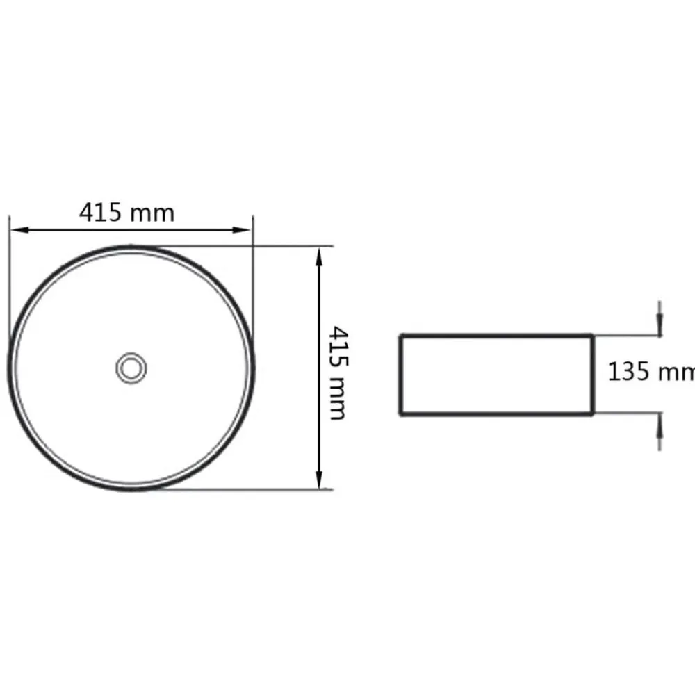 vidaXL Lavabo redondo de cerámica 41,5x13,5 cm Blanco New