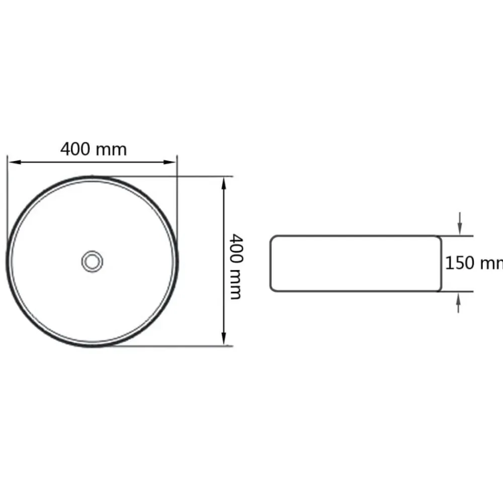 vidaXL Fontanería-Lavabo redondo de cerámica 40x15 cm