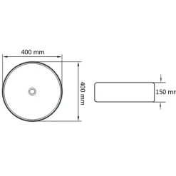 vidaXL Fontanería-Lavabo redondo de cerámica 40x15 cm