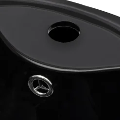 vidaXL Fontanería-Lavabo redondo de cerámica con orificio de grifo/desagüe negr