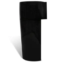 vidaXL Fontanería-Lavabo redondo de cerámica con orificio de grifo/desagüe negr