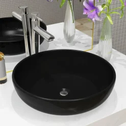 vidaXL Fontanería-Lavabo redondo de cerámica 42x12 cm