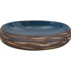vidaXL Lavabo sobre encimera ovalado cerámica marrón y azul 59x40x15cm Azul y marrón