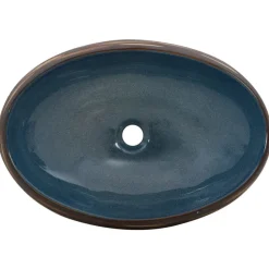 vidaXL Lavabo sobre encimera ovalado cerámica marrón y azul 59x40x15cm Azul y marrón