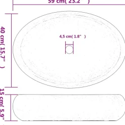 vidaXL Lavabo sobre encimera ovalado cerámica marrón y azul 59x40x15cm Azul y marrón