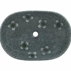 vidaXL Lavabo sobre encimera ovalado cerámica 59x40x14 cm Azul Sale