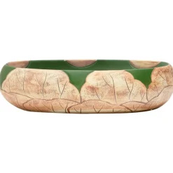 vidaXL Lavabo sobre encimera ovalado cerámica verde marrón 59x40x15 cm Marr&oacute;n y verde Online
