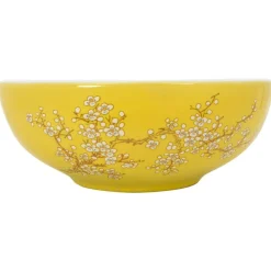 vidaXL Lavabo sobre encimera redondo cerámica blanco Φ41x14cm Amarillo Hot