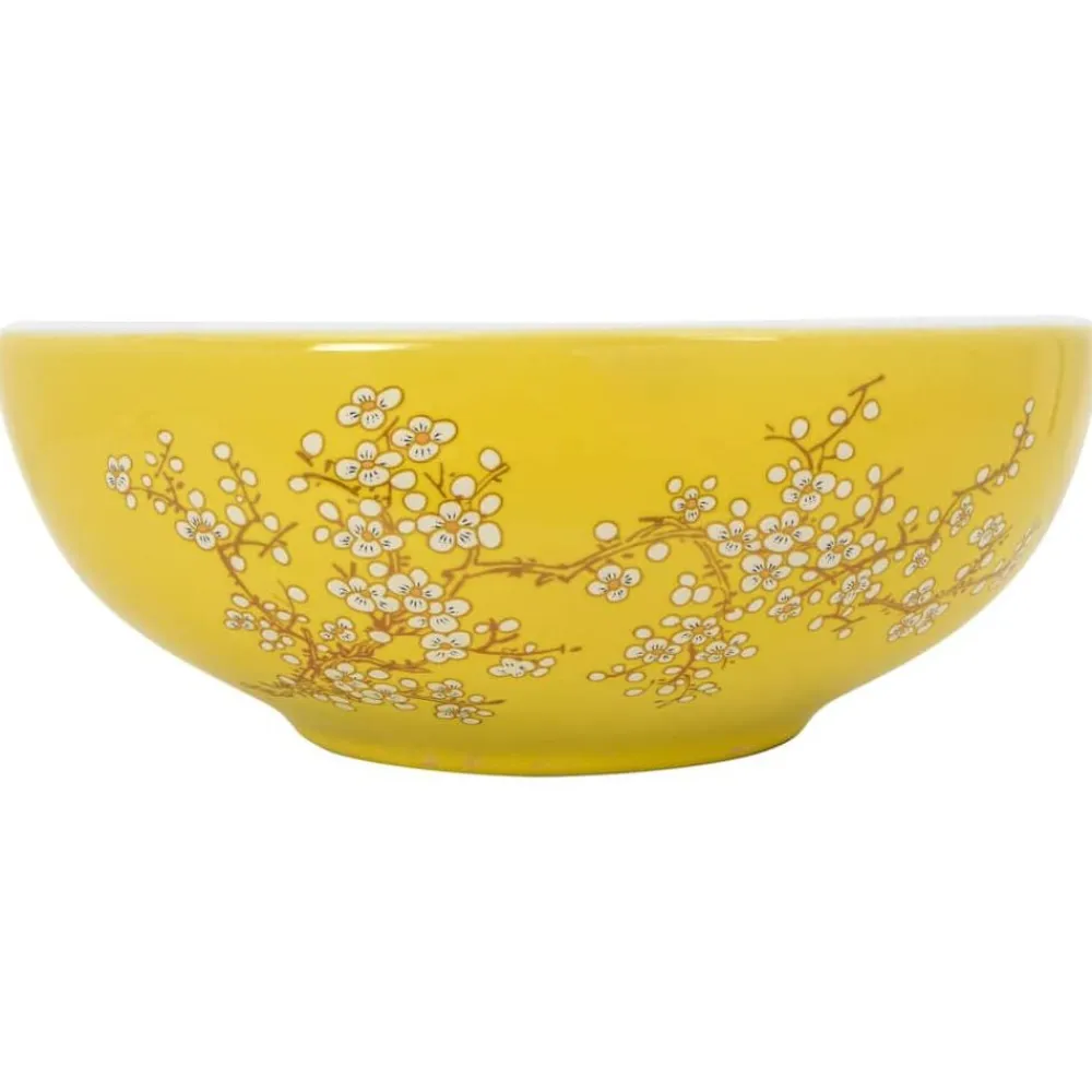 vidaXL Lavabo sobre encimera redondo cerámica blanco Φ41x14cm Amarillo Hot