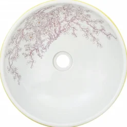 vidaXL Lavabo sobre encimera redondo cerámica blanco Φ41x14cm Amarillo Hot