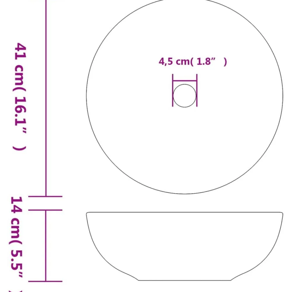 vidaXL Lavabo sobre encimera redondo cerámica blanco Φ41x14cm Amarillo Hot