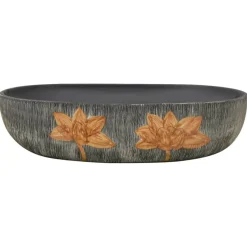 vidaXL Lavabo sobre encimera ovalado cerámica gris y negro 59x40x14 cm Gris y marr&oacute;n Online