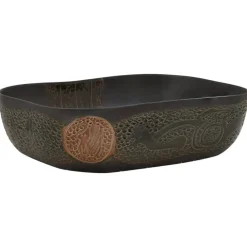 vidaXL Lavabo sobre encimera rectangular cerámica 48x37,5x13,5cm Negro Outlet