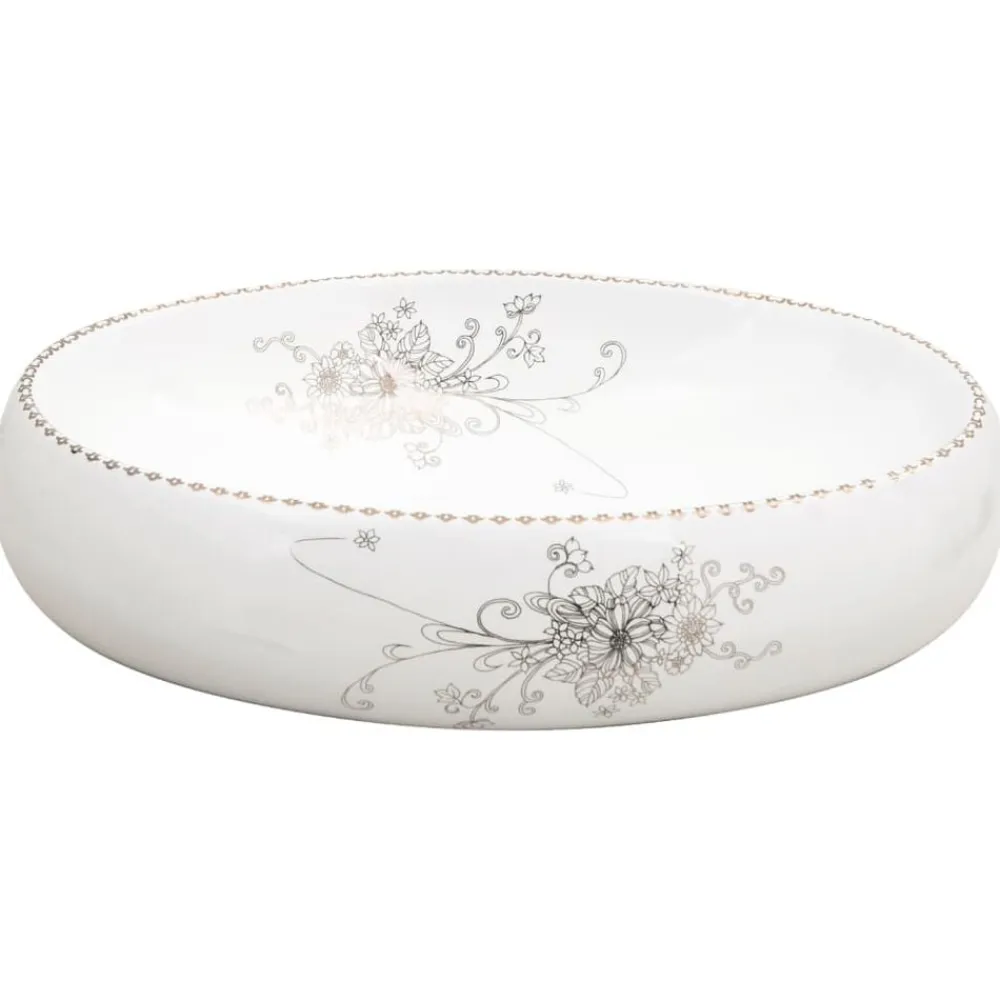 vidaXL Lavabo sobre encimera ovalado cerámica 59x40x15 cm Blanco Clearance