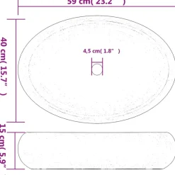 vidaXL Fontanería-Lavabo sobre encimera ovalado cerámica marrón 59x40x15 cm
