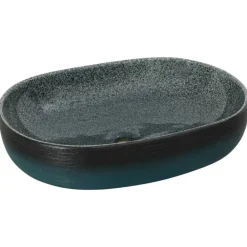 vidaXL Fontanería-Lavabo sobre encimera ovalado cerámica turquesa 59x40x14 cm