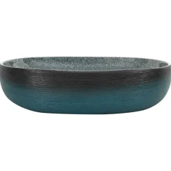 vidaXL Fontanería-Lavabo sobre encimera ovalado cerámica turquesa 59x40x14 cm