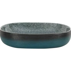 vidaXL Fontanería-Lavabo sobre encimera ovalado cerámica turquesa 59x40x14 cm