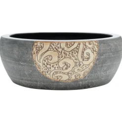 vidaXL Fontanería-Lavabo sobre encimera redondo cerámica marrón y negro Φ41x14 cm