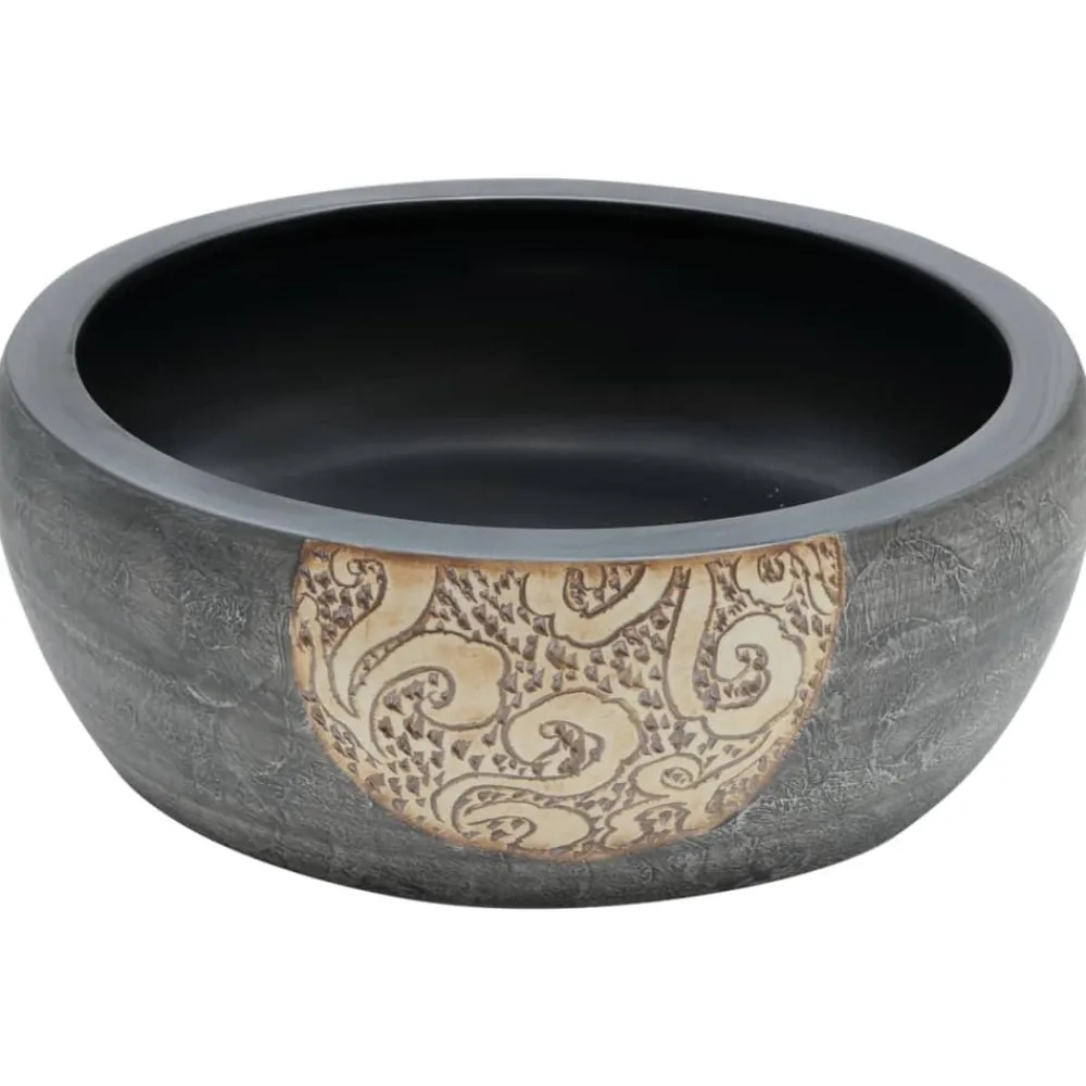 vidaXL Fontanería-Lavabo sobre encimera redondo cerámica marrón y negro Φ41x14 cm