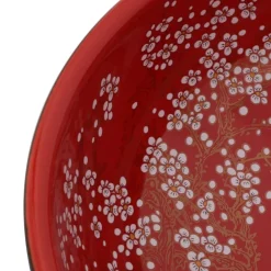 vidaXL Lavabo sobre encimera redondo cerámica rojo y negro Φ41x14 cm Negro y rojo Sale