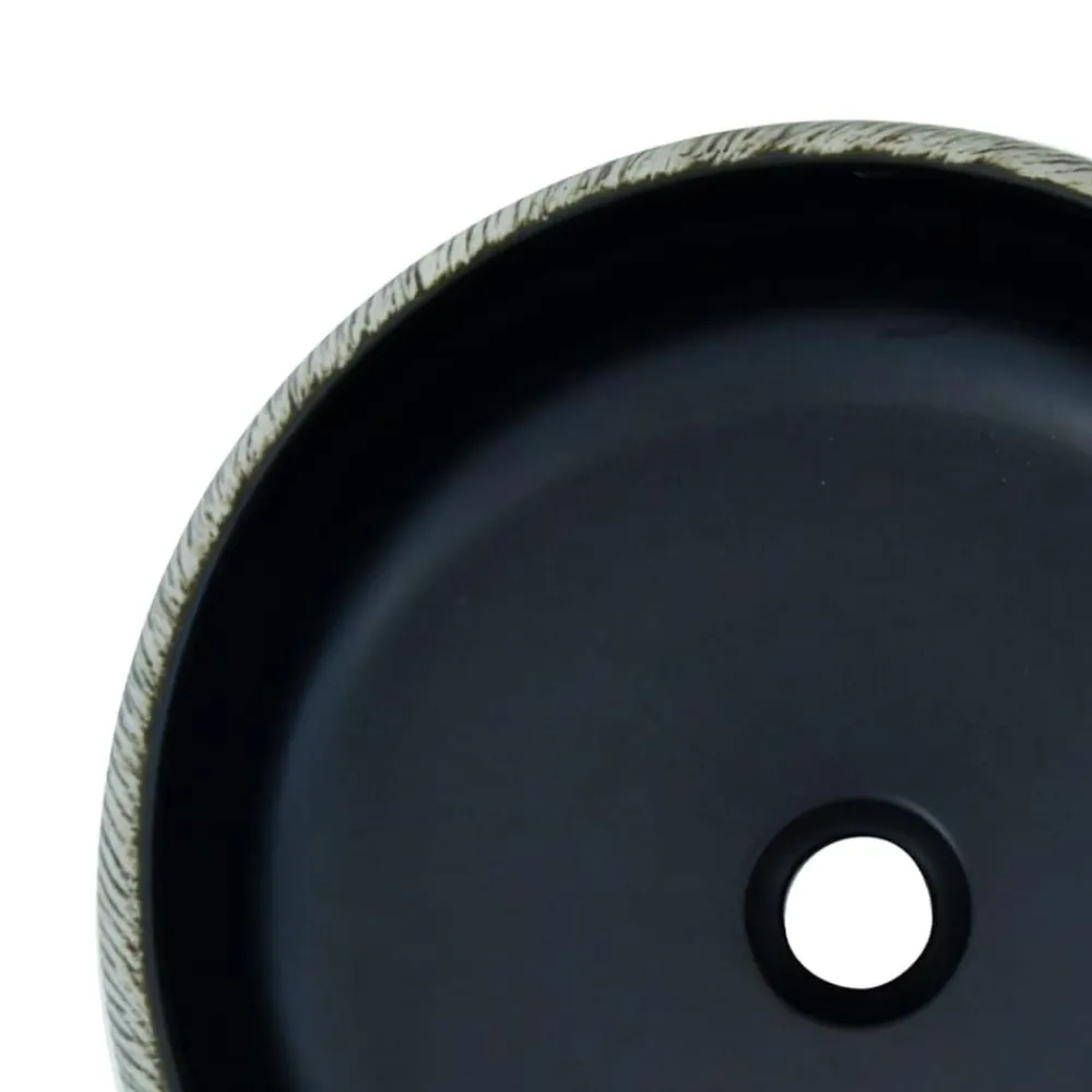 vidaXL Lavabo sobre encimera redondo cerámica Φ41x14 cm Negro y gris