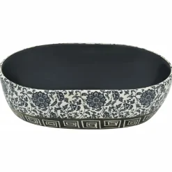 vidaXL Lavabo sobre encimera ovalado cerámica 47x33x13 cm Negro y azul