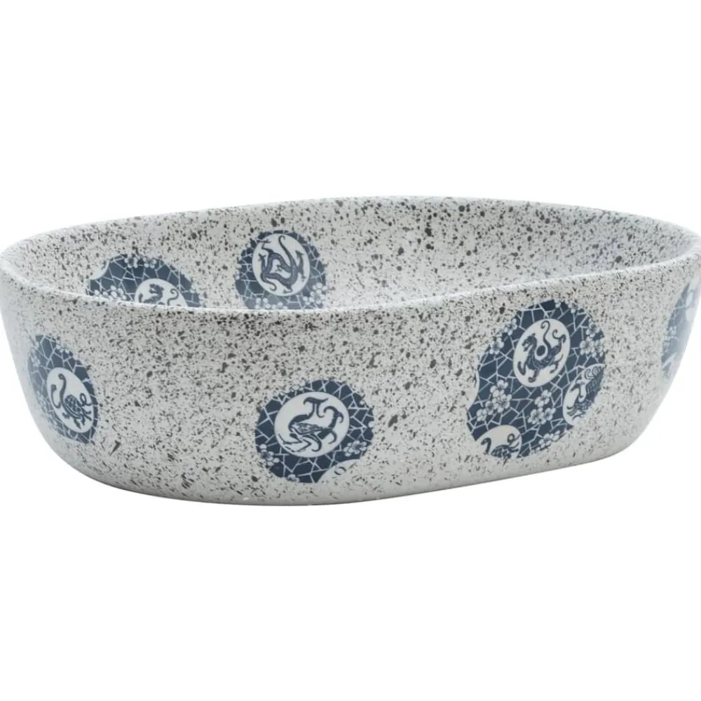 vidaXL Fontanería-Lavabo sobre encimera ovalado cerámica 47x33x13 cm