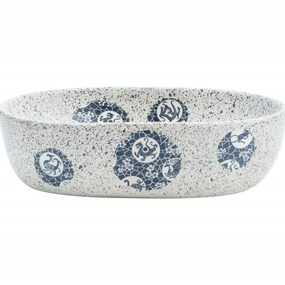 vidaXL Fontanería-Lavabo sobre encimera ovalado cerámica 47x33x13 cm