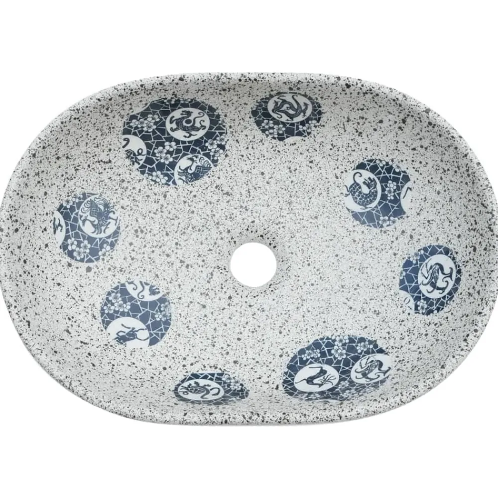 vidaXL Fontanería-Lavabo sobre encimera ovalado cerámica 47x33x13 cm