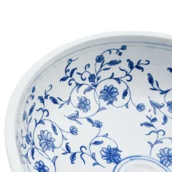 vidaXL Lavabo sobre encimera redondo cerámica Φ41x14 cm Blanco y azul Best