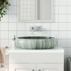 vidaXL Fontanería-Lavabo sobre encimera ovalado cerámica 59x40x15 cm