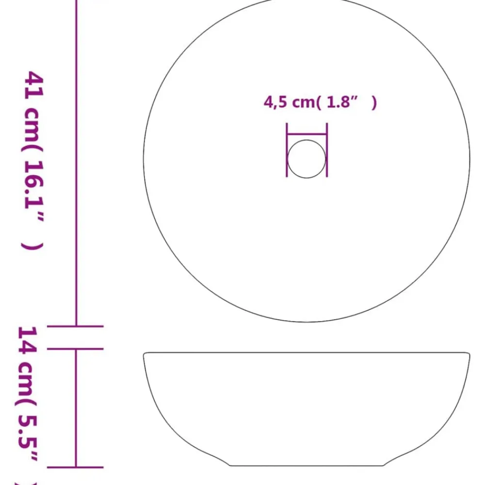 vidaXL Lavabo sobre encimera redondo cerámica gris Φ41x14 cm Gris claro Clearance