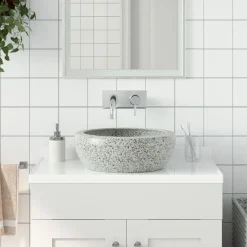 vidaXL Lavabo sobre encimera redondo cerámica Φ41x14 cm Gris