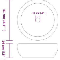 vidaXL Lavabo sobre encimera redondo cerámica Φ41x14 cm Gris