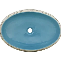 vidaXL Fontanería-Lavabo sobre encimera ovalado cerámica multicolor 59x40x15 cm