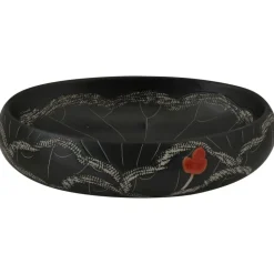 vidaXL Fontanería-Lavabo sobre encimera ovalado cerámica negro 59x40x15 cm