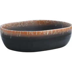 vidaXL Lavabo sobre encimera ovalado cerámica negro naranja 47x33x13cm Negro y naranja