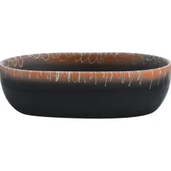 vidaXL Lavabo sobre encimera ovalado cerámica negro naranja 47x33x13cm Negro y naranja