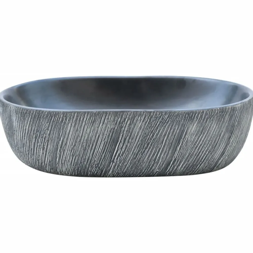 vidaXL Lavabo sobre encimera ovalado cerámica 47x33x13 cm Negro y gris Discount