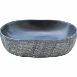 vidaXL Lavabo sobre encimera ovalado cerámica 47x33x13 cm Negro y gris Discount