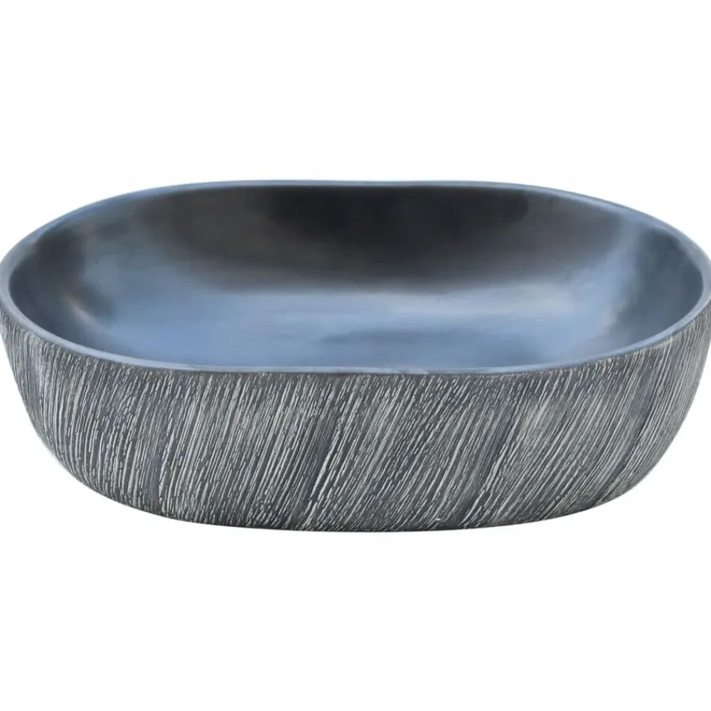 vidaXL Lavabo sobre encimera ovalado cerámica 47x33x13 cm Negro y gris Discount