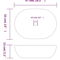 vidaXL Lavabo sobre encimera ovalado cerámica 47x33x13 cm Negro y gris Discount