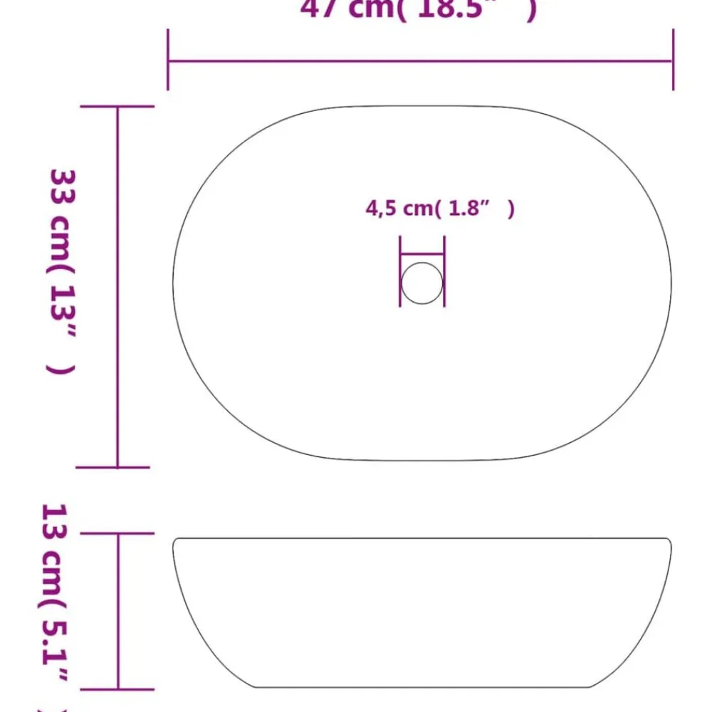 vidaXL Lavabo sobre encimera ovalado cerámica 47x33x13 cm Negro y gris Discount