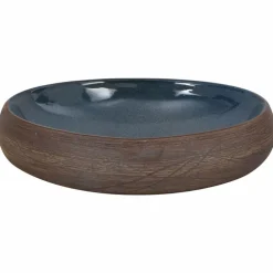 vidaXL Fontanería-Lavabo sobre encimera ovalado cerámica marrón y azul 59x40x15cm