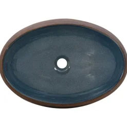 vidaXL Fontanería-Lavabo sobre encimera ovalado cerámica marrón y azul 59x40x15cm