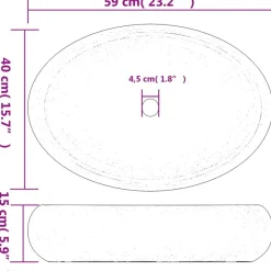 vidaXL Fontanería-Lavabo sobre encimera ovalado cerámica marrón y azul 59x40x15cm