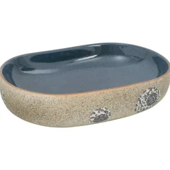 vidaXL Lavabo sobre encimera ovalado arena y azul cerámica 59x40x14 cm Azul oscuro Outlet